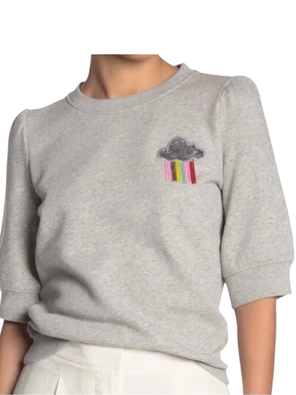 Kate Spade Rain or Shine Short Sleeve Pullover Sweatshirt with Beads Small